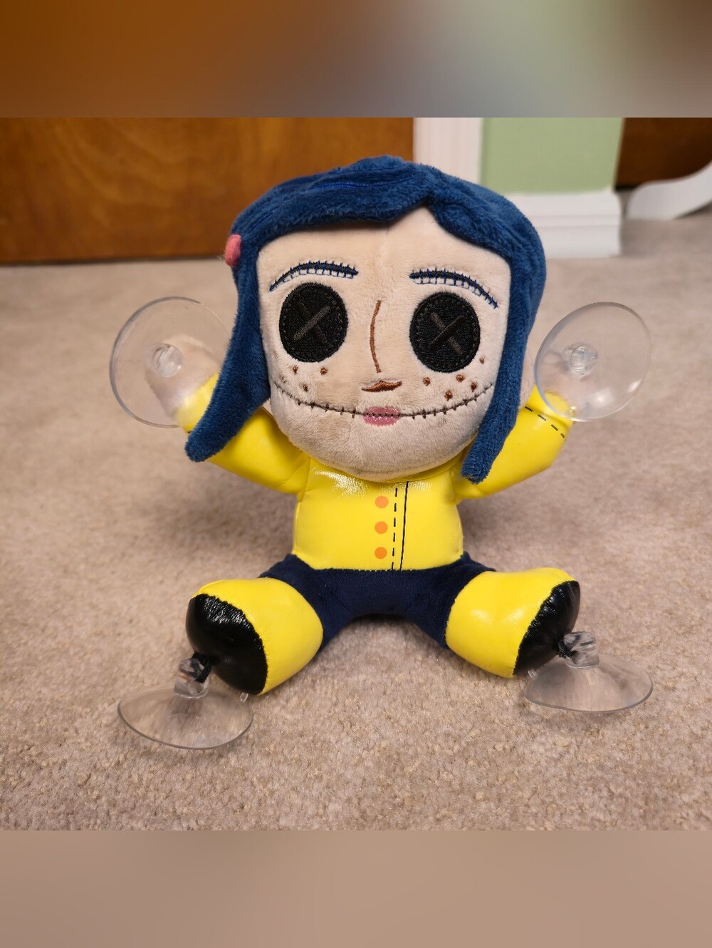 Plush - Kidrobot Window Clinger Coraline-Button Eyed 6" Suction Cup NEW Doll Toy